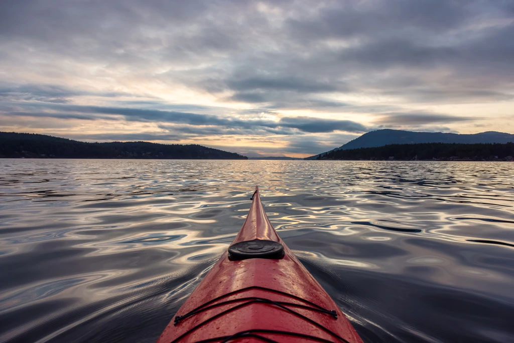 sea kayaking red kayak